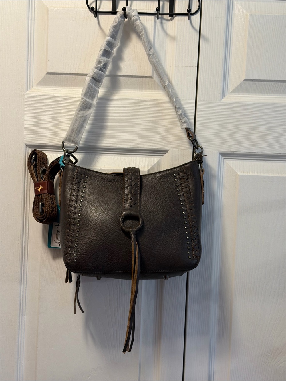 Montana West Genuine Leather Concealed Carry Crossbody Purse NWT Brown